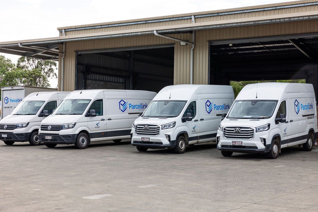 Delivery vans at the depot