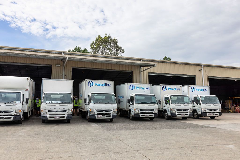 Delivery fleet lined up at the Yandina depot